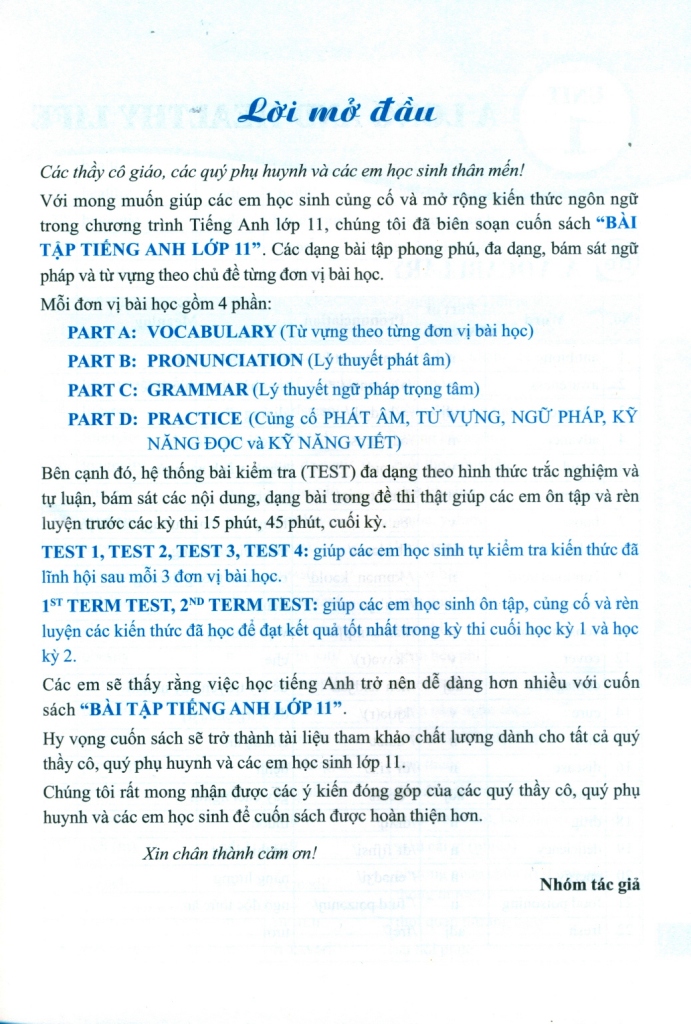 BÀI TẬP TIẾNG ANH LỚP 11 - TẬP 1 (Có đáp án - Biên soạn theo SGK Tiếng Anh Global Success)